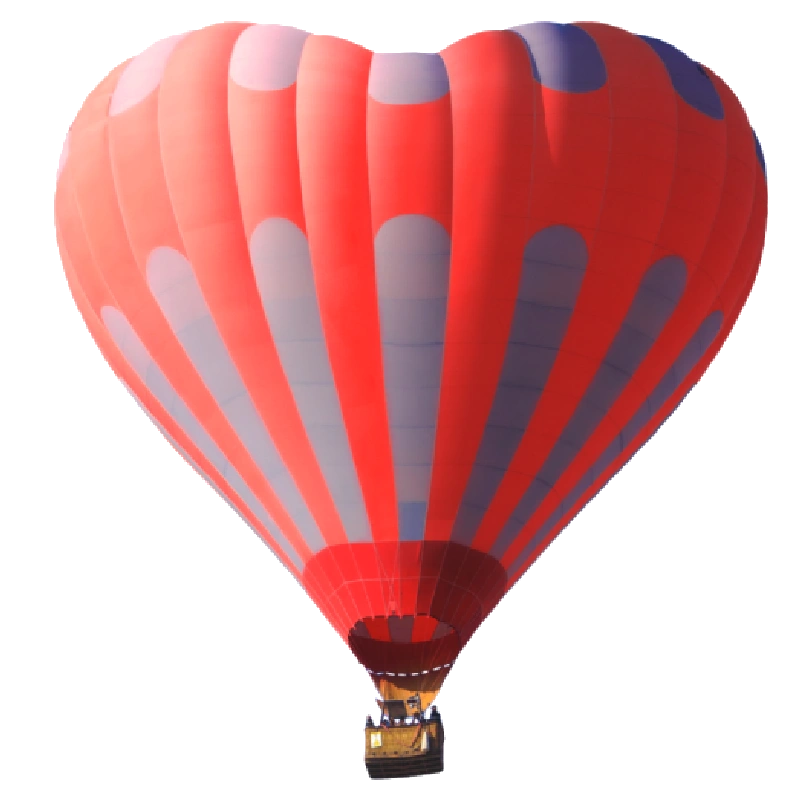 Globo aerostático rojo en forma de corazón simbolizando comunicación empática y conexión emocional en atención médica profesional.
